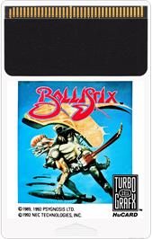 Cartridge artwork for Ballistix on the NEC TurboGrafx-16.
