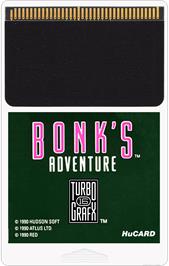 Cartridge artwork for Bonk's Adventure on the NEC TurboGrafx-16.