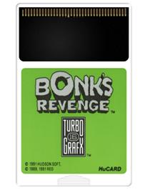 Cartridge artwork for Bonk's Revenge on the NEC TurboGrafx-16.