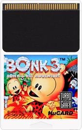 Cartridge artwork for Bonk 3 - Bonk's Big Adventure on the NEC TurboGrafx-16.