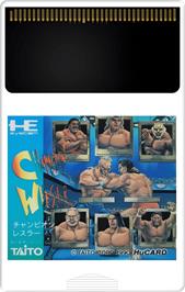 Cartridge artwork for Champion Wrestler on the NEC TurboGrafx-16.
