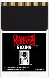 Cartridge artwork for Champions Forever Boxing on the NEC TurboGrafx-16.