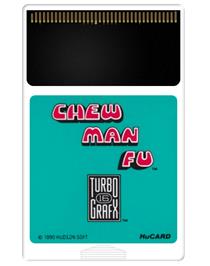 Cartridge artwork for Chew Man Fu on the NEC TurboGrafx-16.