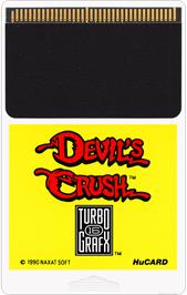 Cartridge artwork for Devil's Crush on the NEC TurboGrafx-16.