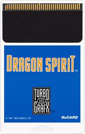 Cartridge artwork for Dragon Spirit on the NEC TurboGrafx-16.