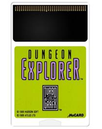 Cartridge artwork for Dungeon Explorer on the NEC TurboGrafx-16.