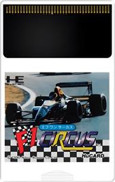Cartridge artwork for F1 Circus on the NEC TurboGrafx-16.
