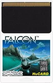 Cartridge artwork for Falcon on the NEC TurboGrafx-16.