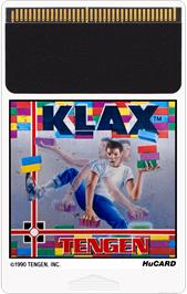 Cartridge artwork for Klax on the NEC TurboGrafx-16.