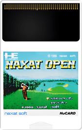 Cartridge artwork for Naxat Open on the NEC TurboGrafx-16.