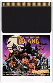 Cartridge artwork for New Adventure Island on the NEC TurboGrafx-16.
