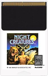 Cartridge artwork for Night Creatures on the NEC TurboGrafx-16.