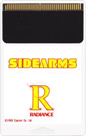 Cartridge artwork for Side Arms on the NEC TurboGrafx-16.