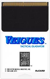 Cartridge artwork for Veigues - Tactical Gladiator on the NEC TurboGrafx-16.