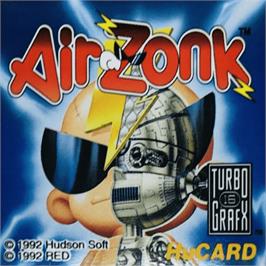 Top of cartridge artwork for Air Zonk on the NEC TurboGrafx-16.