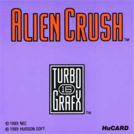 Top of cartridge artwork for Alien Crush on the NEC TurboGrafx-16.