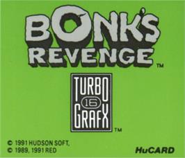 Top of cartridge artwork for Bonk's Revenge on the NEC TurboGrafx-16.