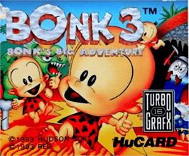 Top of cartridge artwork for Bonk 3: Bonk's Big Adventure on the NEC TurboGrafx-16.