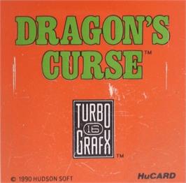 Top of cartridge artwork for Dragon's Curse on the NEC TurboGrafx-16.