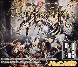 Top of cartridge artwork for Dungeons and Dragons - Order of the Griffon on the NEC TurboGrafx-16.