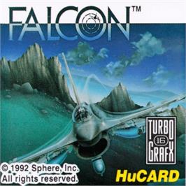 Top of cartridge artwork for Falcon on the NEC TurboGrafx-16.