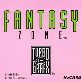 Top of cartridge artwork for Fantasy Zone on the NEC TurboGrafx-16.