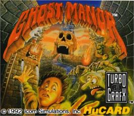 Top of cartridge artwork for Ghost Manor on the NEC TurboGrafx-16.