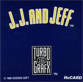 Top of cartridge artwork for J.J. & Jeff on the NEC TurboGrafx-16.