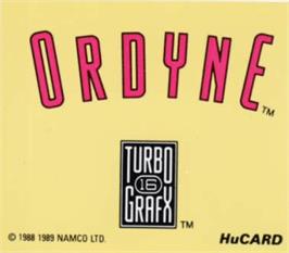 Top of cartridge artwork for Ordyne on the NEC TurboGrafx-16.