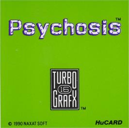 Top of cartridge artwork for Psychosis on the NEC TurboGrafx-16.