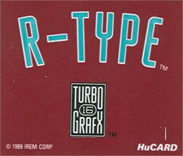 Top of cartridge artwork for R-type on the NEC TurboGrafx-16.