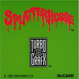 Top of cartridge artwork for Splatterhouse on the NEC TurboGrafx-16.