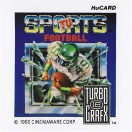 Top of cartridge artwork for Tv Sports Football on the NEC TurboGrafx-16.