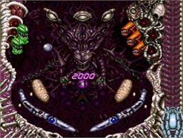 In game image of Alien Crush on the NEC TurboGrafx-16.