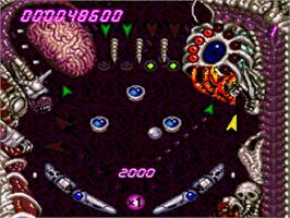 In game image of Alien Crush on the NEC TurboGrafx-16.