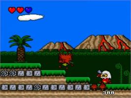 In game image of Bonk's Adventure on the NEC TurboGrafx-16.