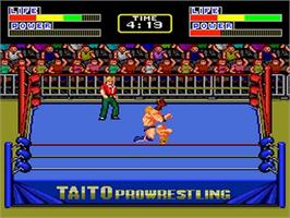 In game image of Champion Wrestler on the NEC TurboGrafx-16.