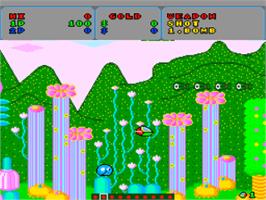 In game image of Fantasy Zone on the NEC TurboGrafx-16.