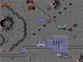 In game image of Final Blaster on the NEC TurboGrafx-16.