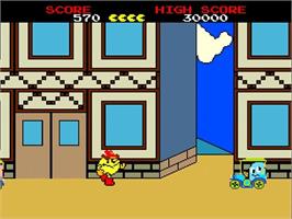In game image of Pac-land on the NEC TurboGrafx-16.
