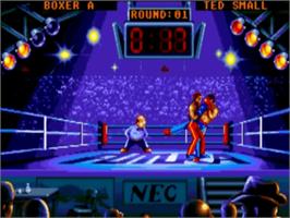 In game image of Panza Kick Boxing on the NEC TurboGrafx-16.