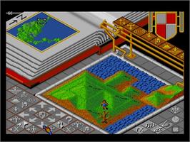 In game image of Populous on the NEC TurboGrafx-16.