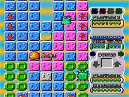 In game image of Skweek on the NEC TurboGrafx-16.