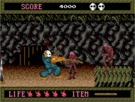 In game image of Splatterhouse on the NEC TurboGrafx-16.