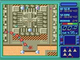 In game image of Volfied on the NEC TurboGrafx-16.