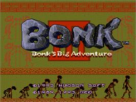 Title screen of Bonk 3: Bonk's Big Adventure on the NEC TurboGrafx-16.