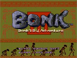 Title screen of Bonk 3 - Bonk's Big Adventure on the NEC TurboGrafx-16.