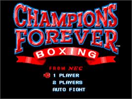 Title screen of Champions Forever Boxing on the NEC TurboGrafx-16.