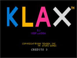 Title screen of Klax on the NEC TurboGrafx-16.