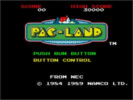 Title screen of Pac-land on the NEC TurboGrafx-16.